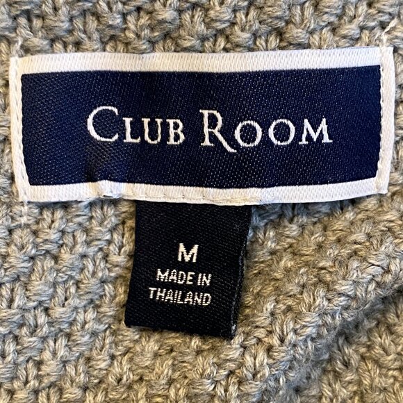 Club Room Cable Knit Shawl Collar Cardigan Men M Gray Grandpa Old Money Academia - Picture 13 of 16